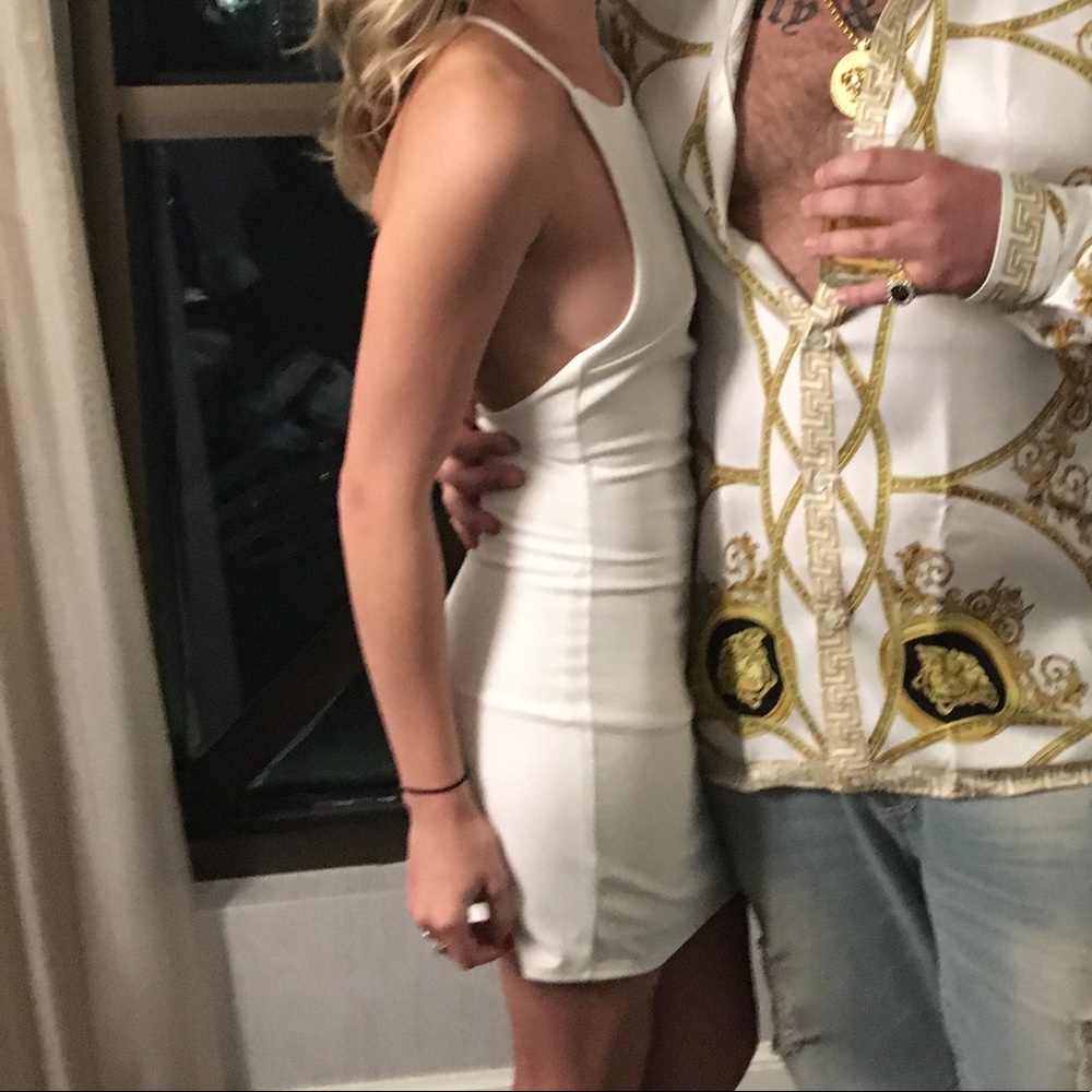 White Bodycon Dress with Back Detail
